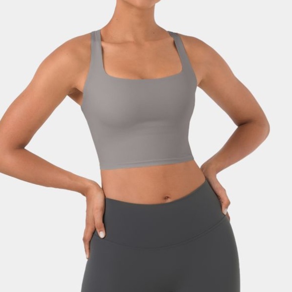 Halara Softlyzero Airy Square Neck Backless Crisscross Cropped Cool Touch Top - Picture 2 of 4